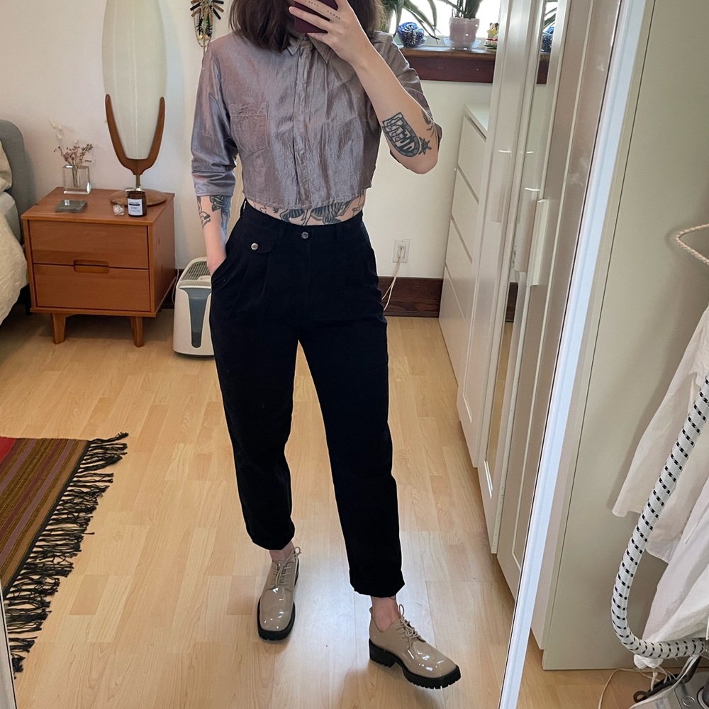 Vintage High Waisted Black Trousers
